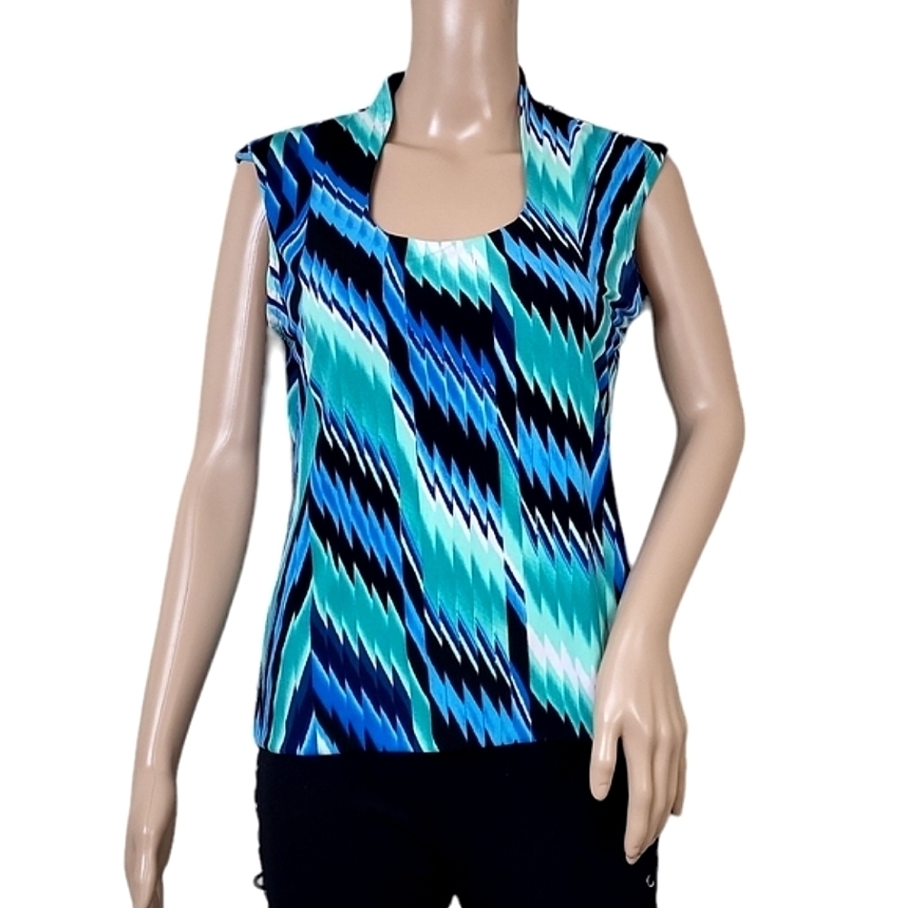 Grace Elements Blue Green Bold Chevron Blouse